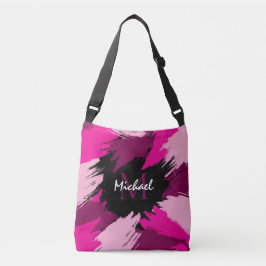 Bolso Cruzado Colores de pincel de nombre rosa caliente con mono