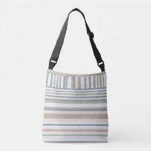 Bolso Cruzado Colores retro a la moda rayas marrón beige