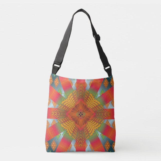 Bolso Cruzado Colorful Geometric Boho Crossbody Tote Bag – Moder (Anverso)