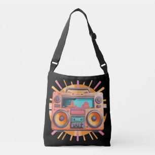 Bolso Cruzado Colorida boombox retro de los 80 con una explosión