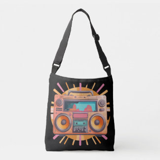 Bolso Cruzado Colorida boombox retro de los 80 con una explosión