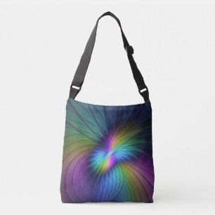 Bolso Cruzado Colorido Con Azul Moderno Resumen Arte Fractal