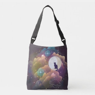 Bolso Cruzado Colorido gato negro luna de luna