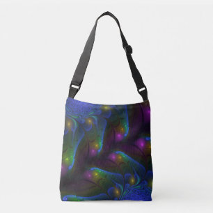 Bolso Cruzado Colorido Luminoso Abstracto Moderno Trippy Fractal