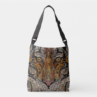 Bolso Cruzado Colorido mosaico de la máscara de tigre tribal
