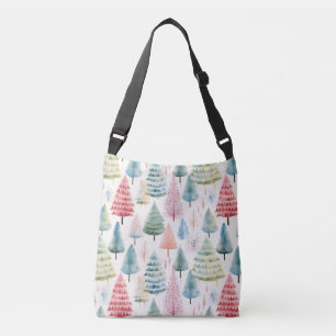Bolso Cruzado Coloridos Navidades Pastel Patrón de Pinos Árboles