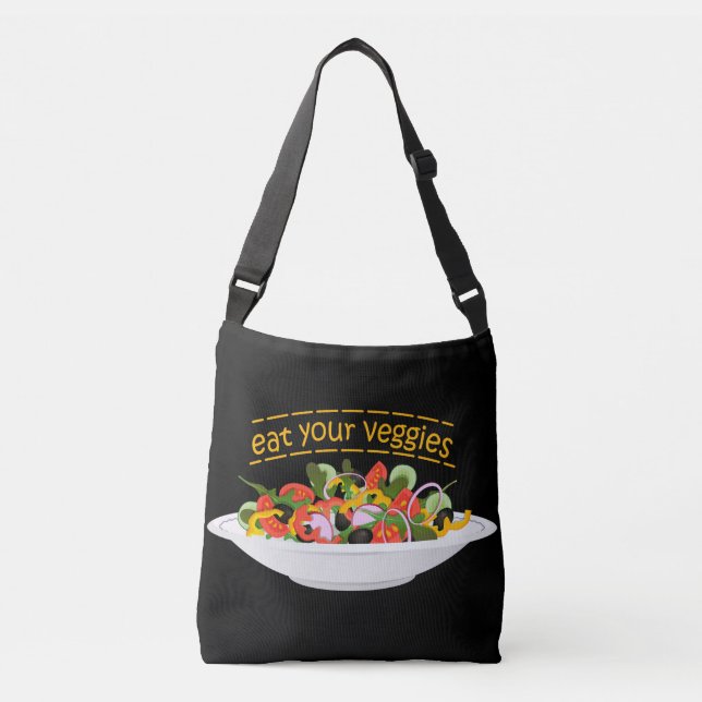 Bolso Cruzado Coma tus verduras Cita cuenco de ensaladas frescas (Anverso)