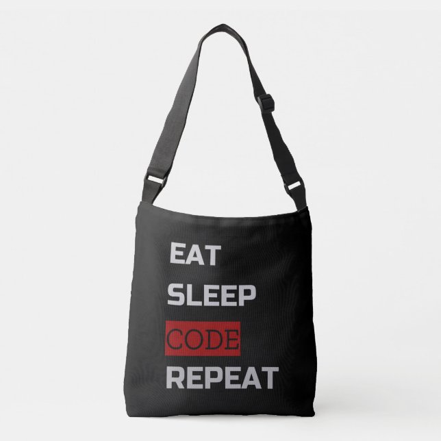 Bolso Cruzado Comer Dormir CODIFICAR Repetir (Anverso)