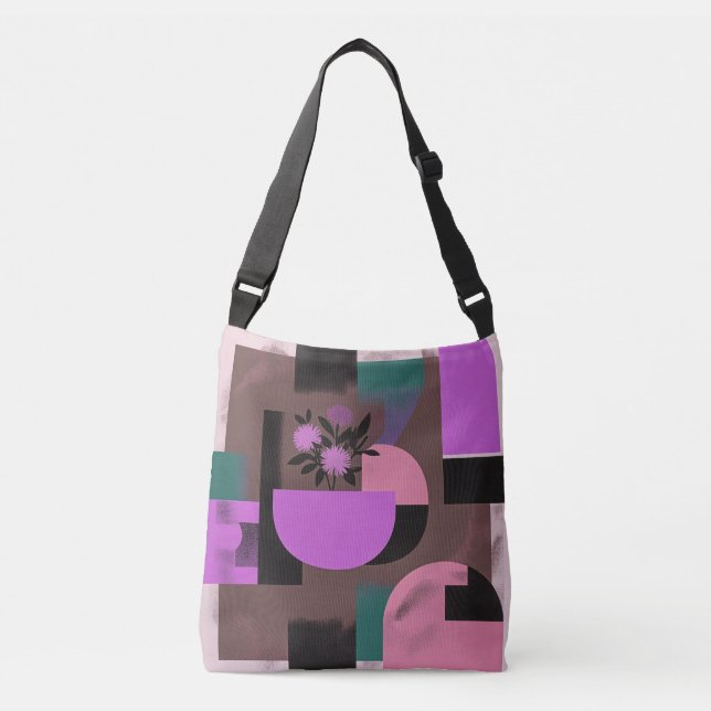 Bolso Cruzado Composición floral geométrica moderna (Anverso)