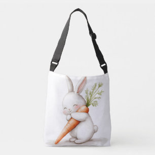 Bolso Cruzado Conejo esponjoso al amor acuarela de zanahoria 