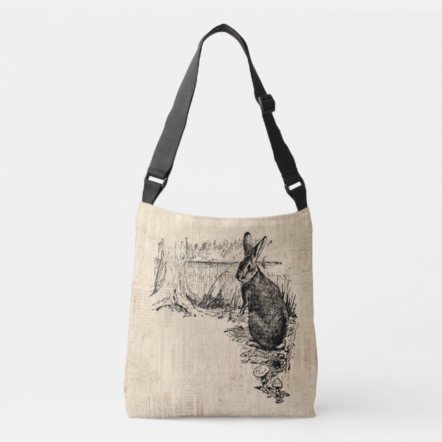 Bolso Cruzado Conejo Vintage Arte Conejo Ilustrado (Anverso)