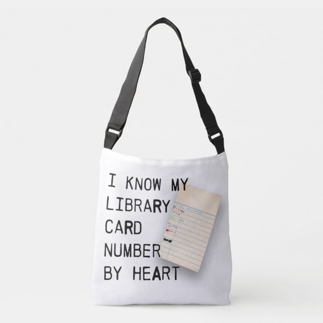 Bolso Cruzado Conozco mi tarjeta de biblioteca de corazón (Anverso)