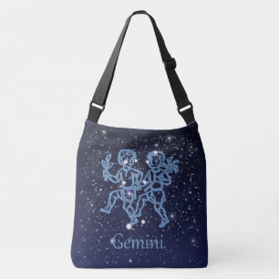 Bolso Cruzado Constelación de Gemini y Rótulo Zodiaco con estrel
