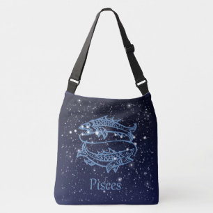 Bolso Cruzado Constelación Pisces y Rótulo Zodiaco con Estrell