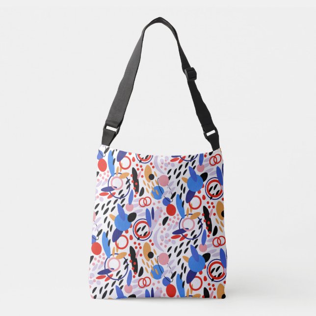 Bolso Cruzado Contemporary Abstract Red Beige Black Blue. (Anverso)