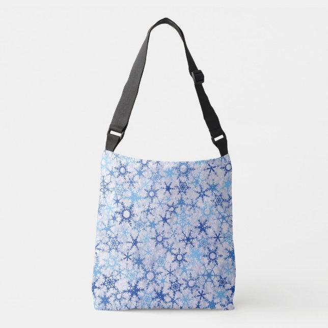 Bolso Cruzado Copos de nieve azules congelados (Anverso)