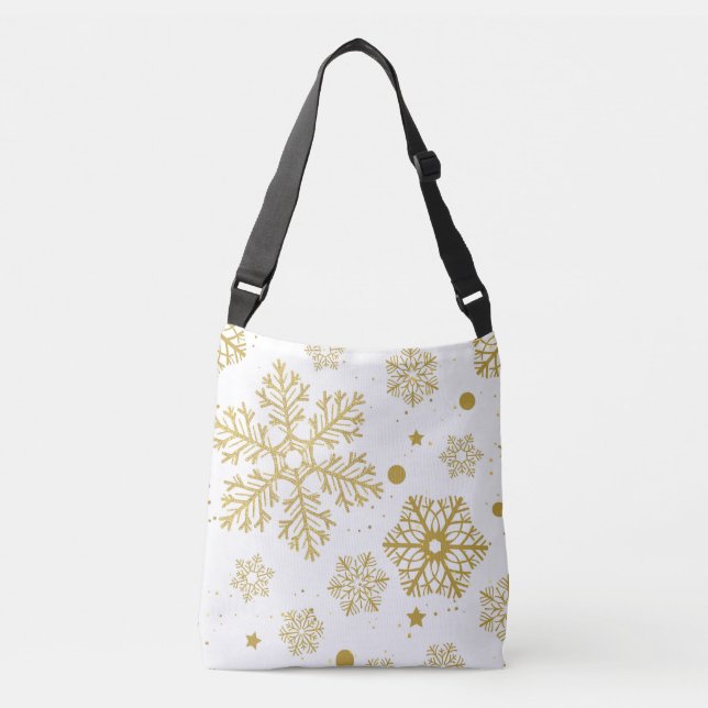 Bolso Cruzado Copos de nieve dorados (Anverso)