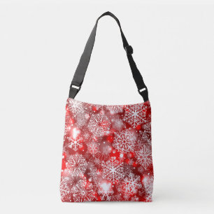 Bolso Cruzado Copos de nieve en rojo