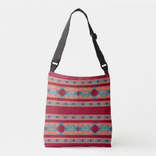 Bolso Cruzado Coral Aqua sobre el diseño rojo de corte mediterrá