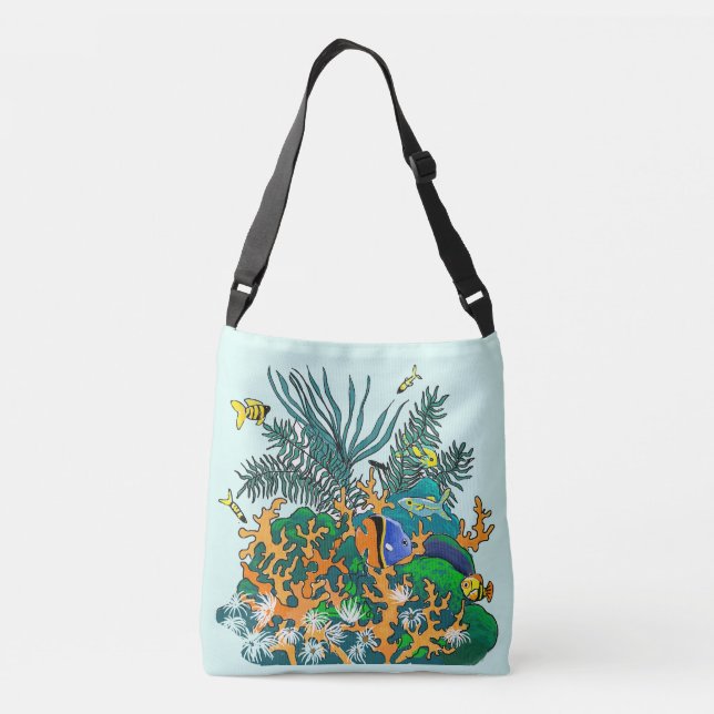 Bolso Cruzado Coral Reef Tropical Fish Salazón Acuario de Agua (Reverso)
