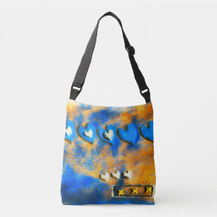 Bolso Cruzado Corazón azul y blanco