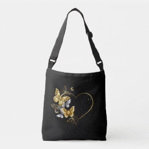 Bolso Cruzado Corazón con mariposas doradas