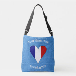 Bolso Cruzado Corazón de bandera francesa personalizado en azul