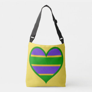 Bolso Cruzado Corazón rayado del carnaval