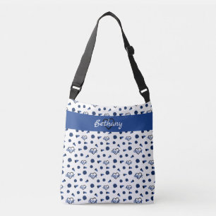 Bolso Cruzado Corazones azules de ánimo, recuerdos de Pom, patr