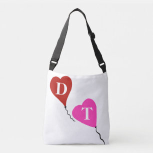 Bolso Cruzado Corazones de monograma rosado rojo