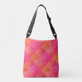 Bolso Cruzado Corazones y cuadrados modernos Naranja rosado