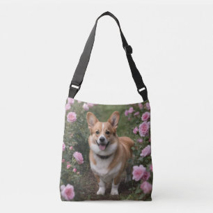Bolso Cruzado Corgi En Rosas Rosa,