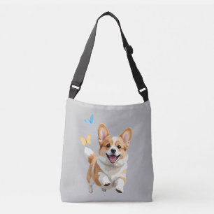 Bolso Cruzado Corgi Vector Pintura Adorable Fun Animal Jugando