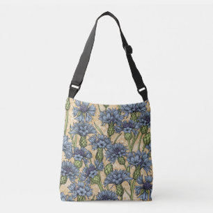 Bolso Cruzado Cornflores azules, flores silvestres en amarillo h