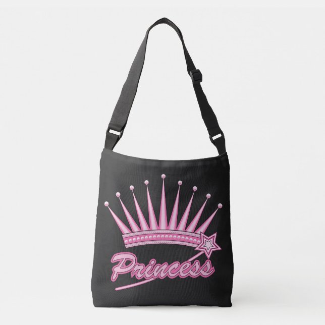 Bolso Cruzado Corona de princesas rosadas (Anverso)
