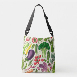 Bolso Cruzado Cosecha de huertos de verduras y hierbas en blanco