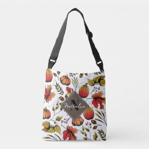 Bolso Cruzado Cosecha de otoño colorada y inicial personalizada