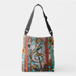Bolso Cruzado Country Sunflowers Turquoise Stone Wood Clenote