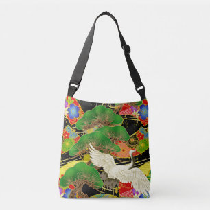 Bolso Cruzado Crane y bonsai Kimono inspiran tela japonesa