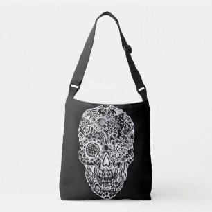 Bolso Cruzado Cráneo del azúcar - blanco negro No4 de los