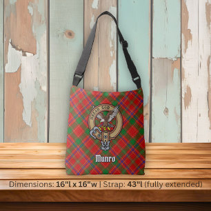 Bolso Cruzado Crest de Clan Munro sobre Tartán