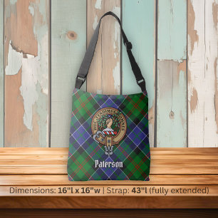 Bolso Cruzado Crest de Clan Paterson sobre Tartán