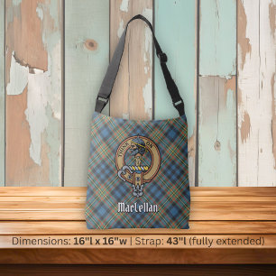 Bolso Cruzado Crest del Clan MacLellan sobre Tartán Antiguo