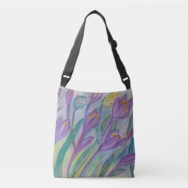 Bolso Cruzado Crocus de primavera abstracto (Anverso)