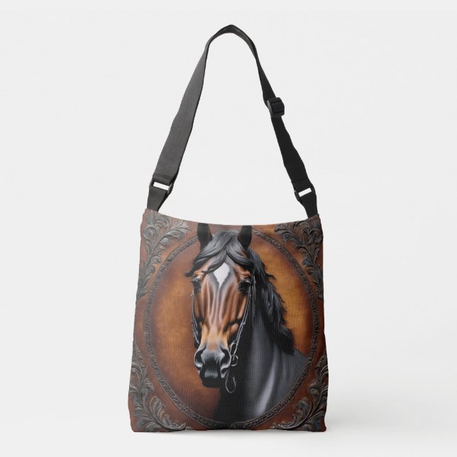 Bolso Cruzado Crossbody de diseño de cuero de imitación de cabal (Anverso)