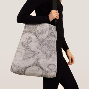 Bolso Cruzado Crossbody del mapa del mundo de la cosecha de vint