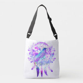 Bolso Cruzado Crow Dreamcatcher Blue Purple Floral
