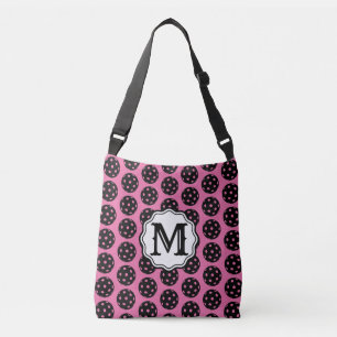 Bolso Cruzado Cruce de baloncesto con monograma rosa y negro