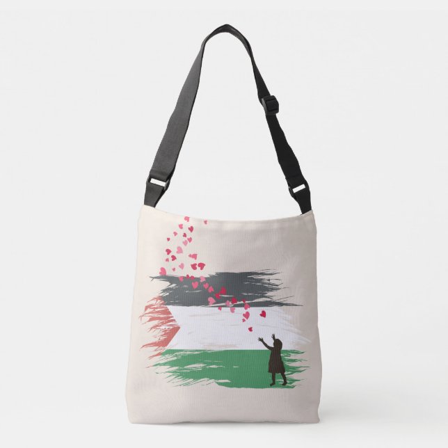 Bolso Cruzado Cruce de la bandera palestina con problemas en la  (Anverso)