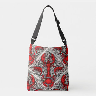 Bolso Cruzado Crustáceo en rojo, negro y marfil